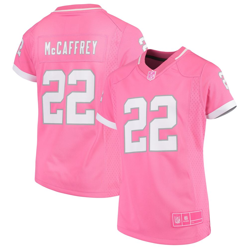 Men's Christian Mccaffrey Carolina Panthers Girls Youth Fashion Bubble Gum Jersey Pink