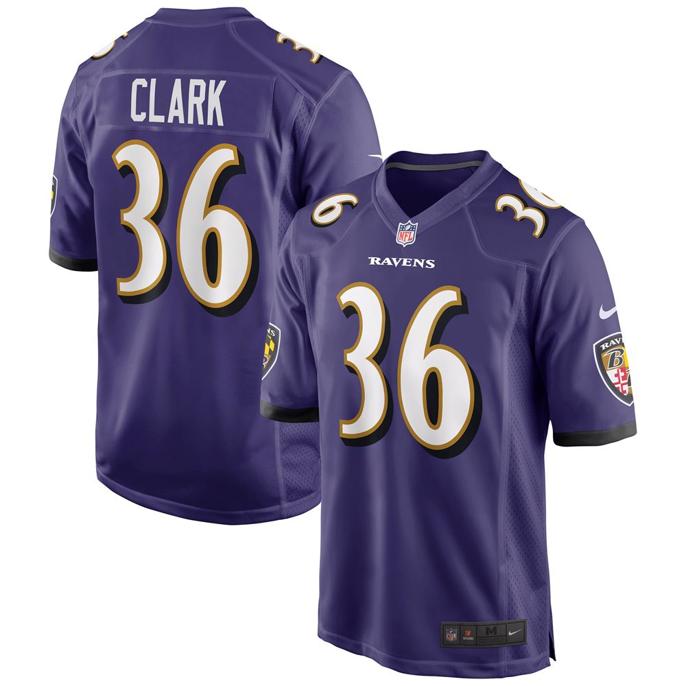 Men's Chuck Clark Baltimore Ravens Game Jersey Purple