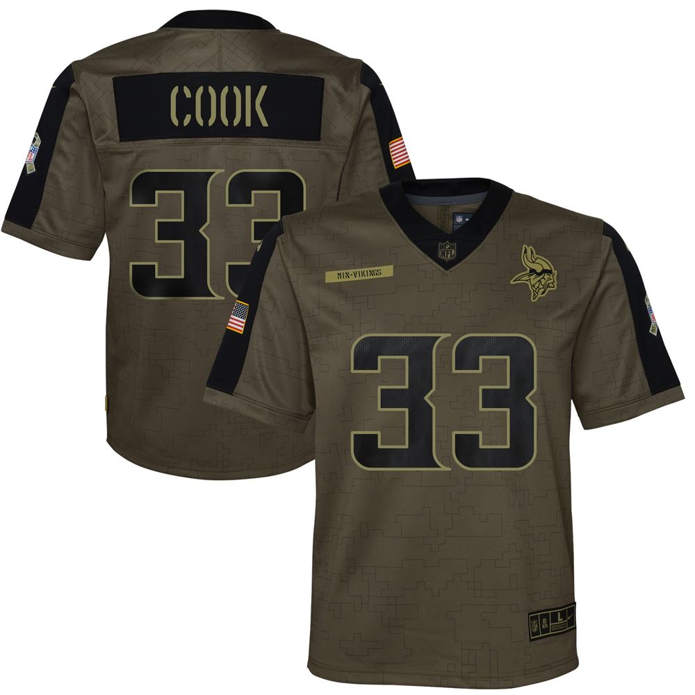 Men's Dalvin Cook Minnesota Vikings Youth 2021 Salute To Service Game Jersey Olive