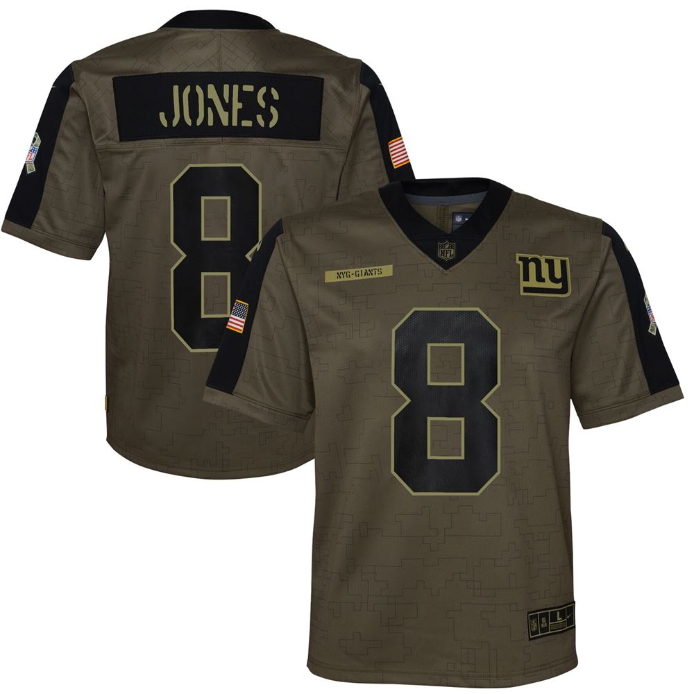 Men's Daniel Jones New York Giants Youth 2021 Salute To Service Game Jersey Olive