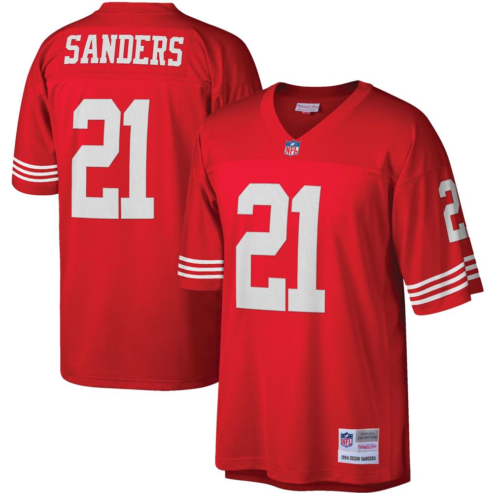 Men's Deion Sanders San Francisco 49ers Legacy Replica Jersey Scarlet
