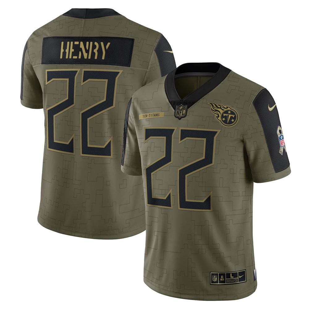 Men's Derrick Henry Tennessee Titans 2021 Salute To Service Limited Player Jersey Olive