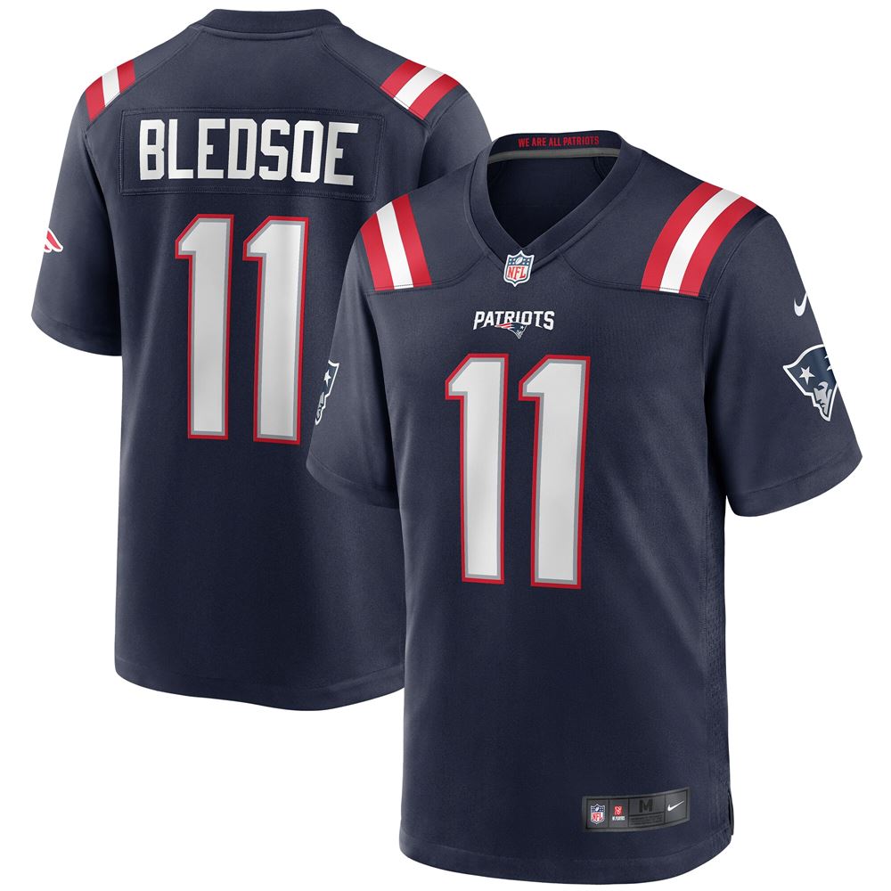 Men's Drew Bledsoe New England Patriots Game Retired Player Jersey Navy