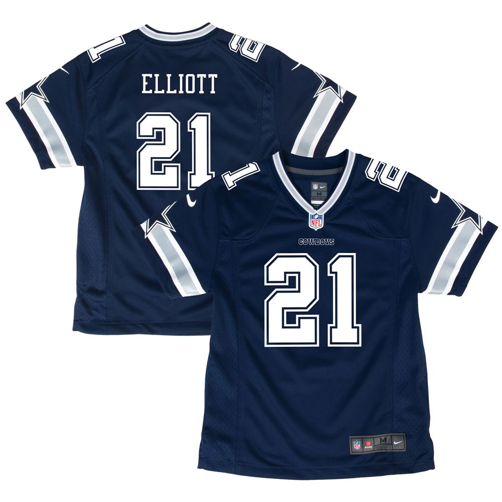 Men's Ezekiel Elliott Dallas Cowboys Youth Game Jersey Navy