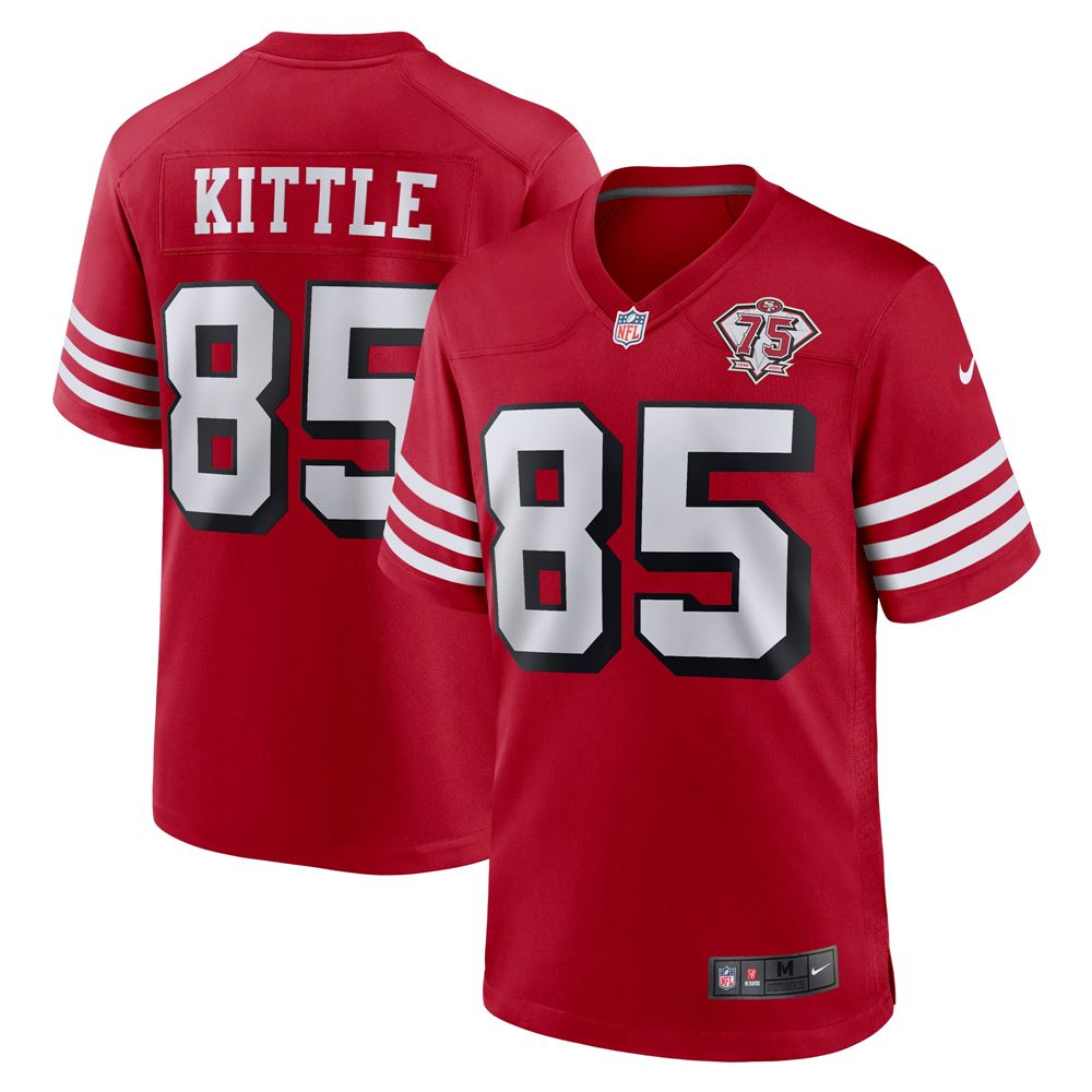 Men's George Kittle San Francisco 49ers 75th Anniversary Alternate Game Jersey Scarlet