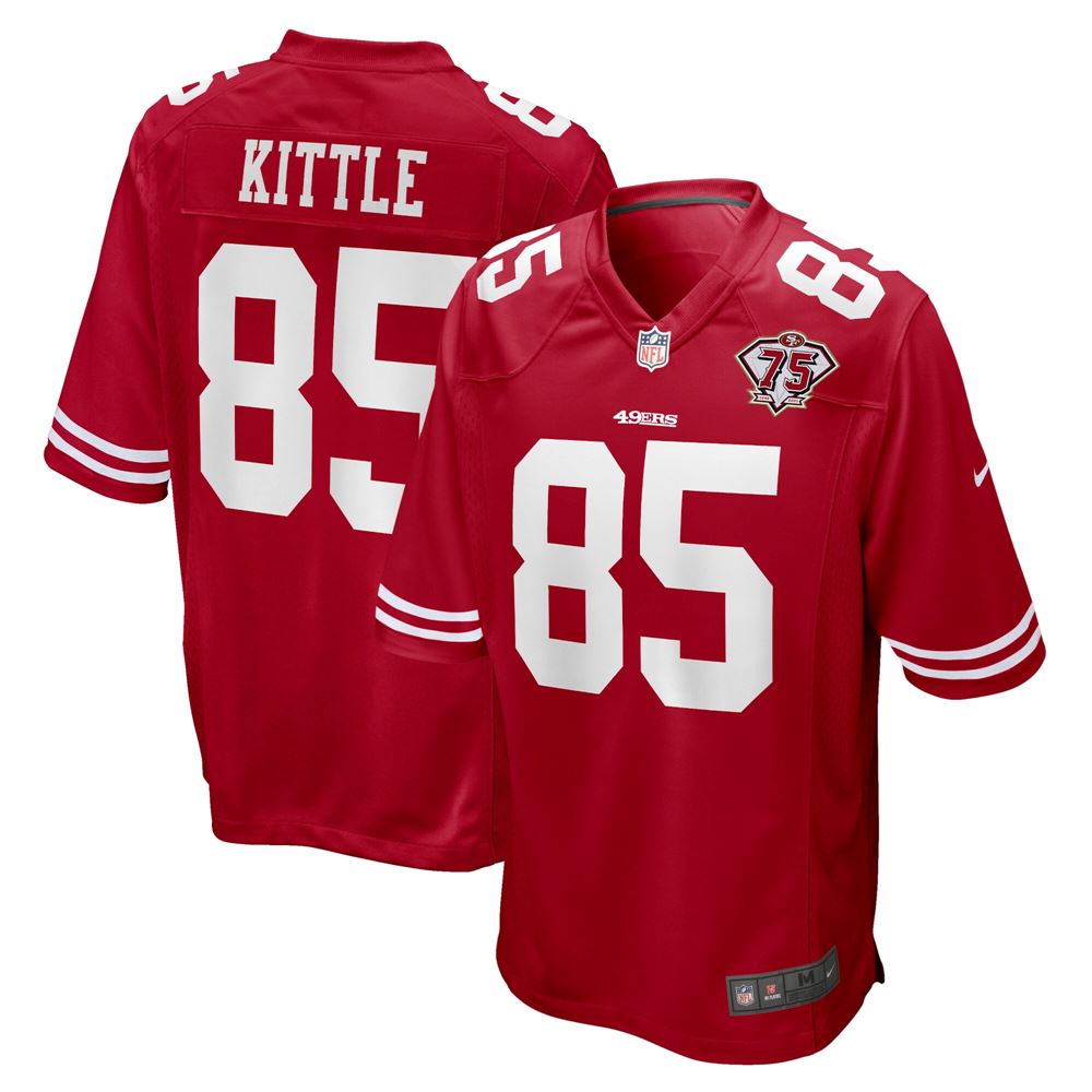 Men's George Kittle San Francisco 49ers 75th Anniversary Game Jersey Scarlet