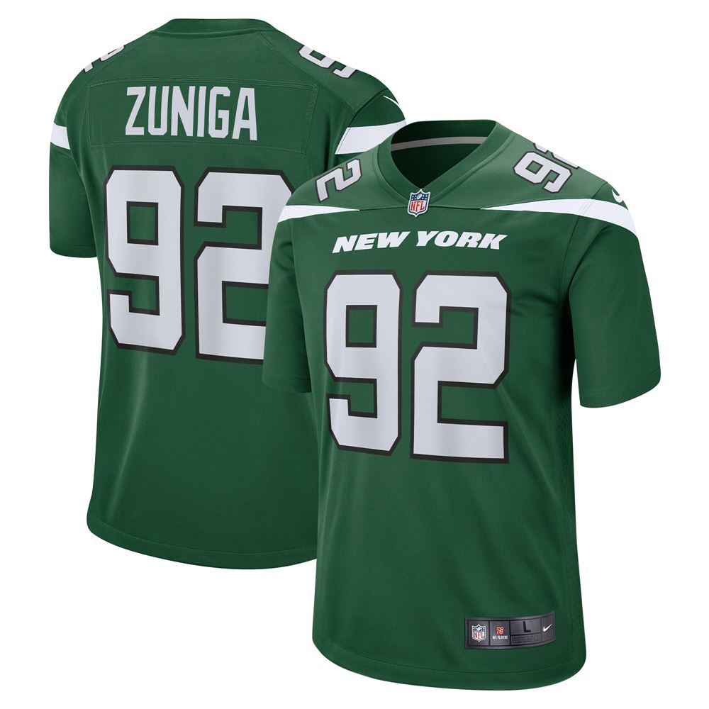 Men's Jabari Zuniga New York Jets Game Jersey Gotham Green