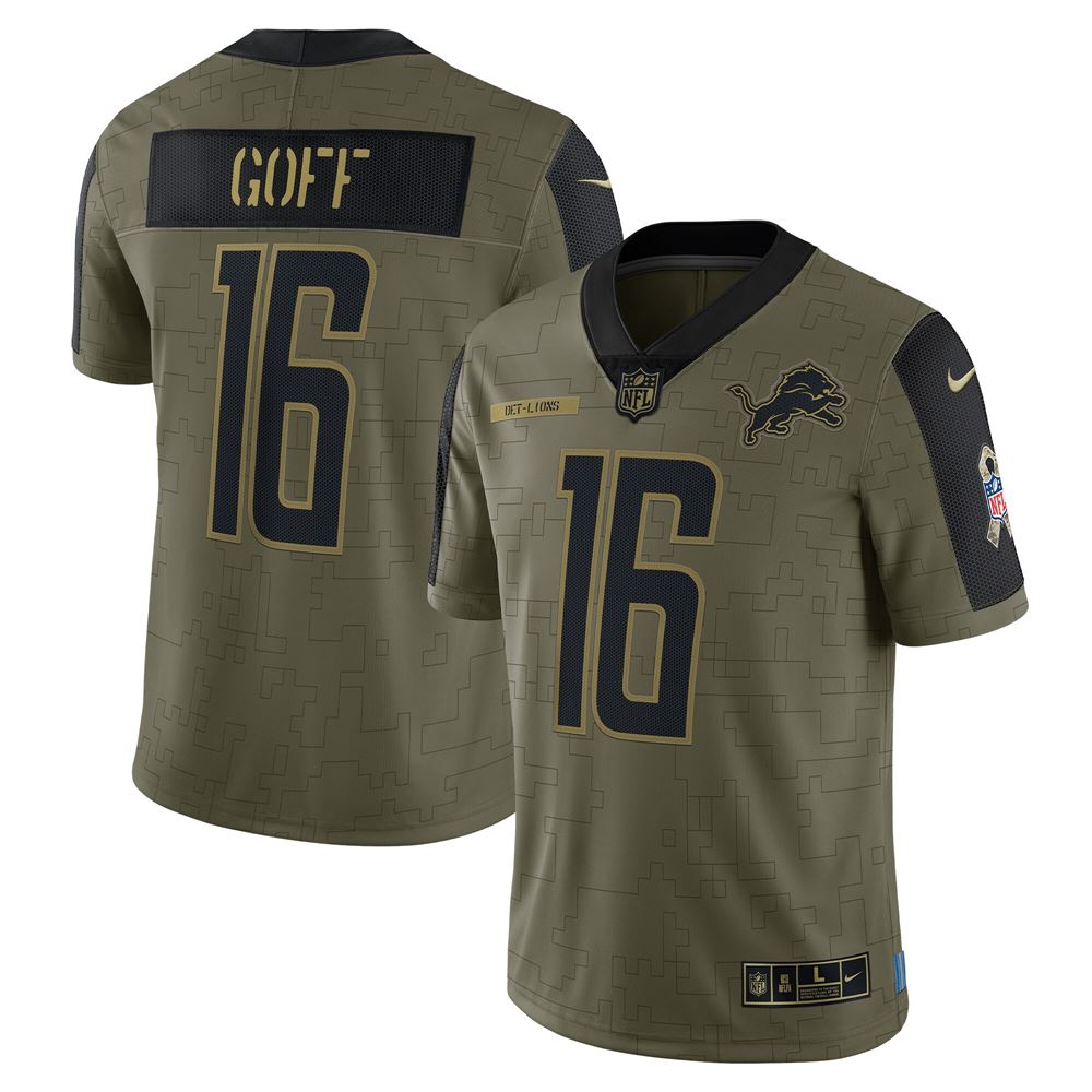 Men's Jared Goff Detroit Lions 2021 Salute To Service Limited Player Jersey Olive