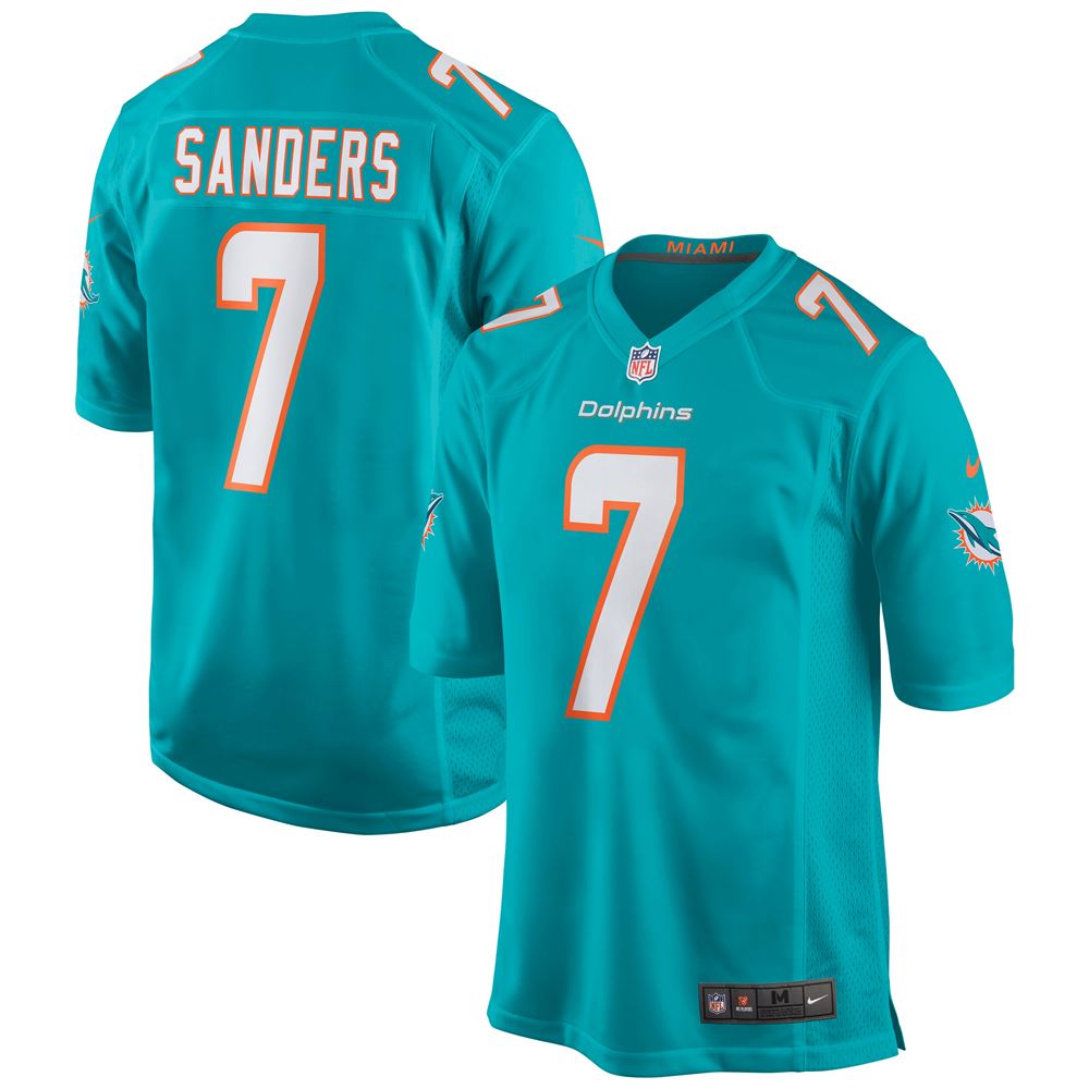 Men's Jason Sanders Miami Dolphins Game Jersey Aqua