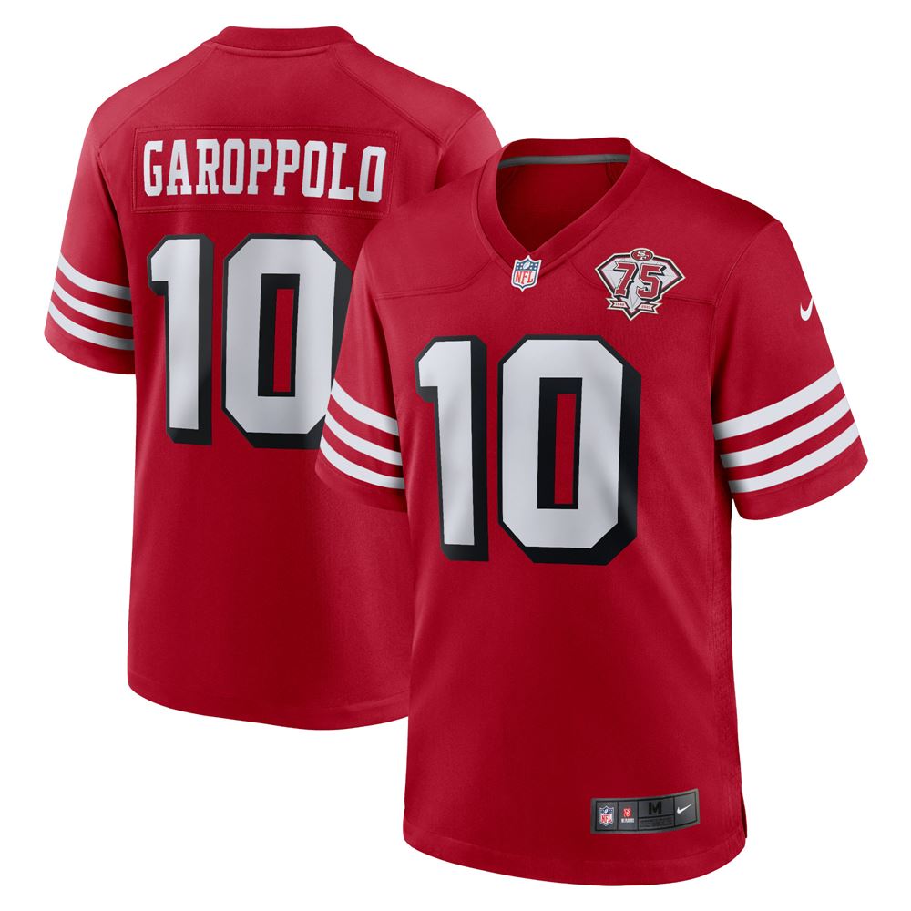 Men's Jimmy Garoppolo San Francisco 49ers 75th Anniversary Alternate Game Player Jersey Scarlet