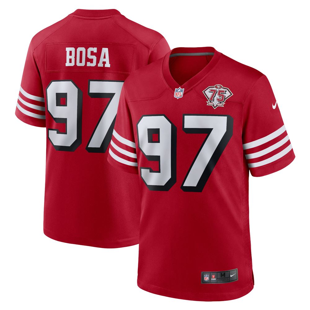 Men's Nick Bosa San Francisco 49ers 75th Anniversary Alternate Game Player Jersey Scarlet