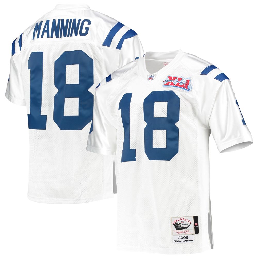 Men's Peyton Manning Indianapolis Colts 2006 Super Bowl Xli Retired Player Jersey White