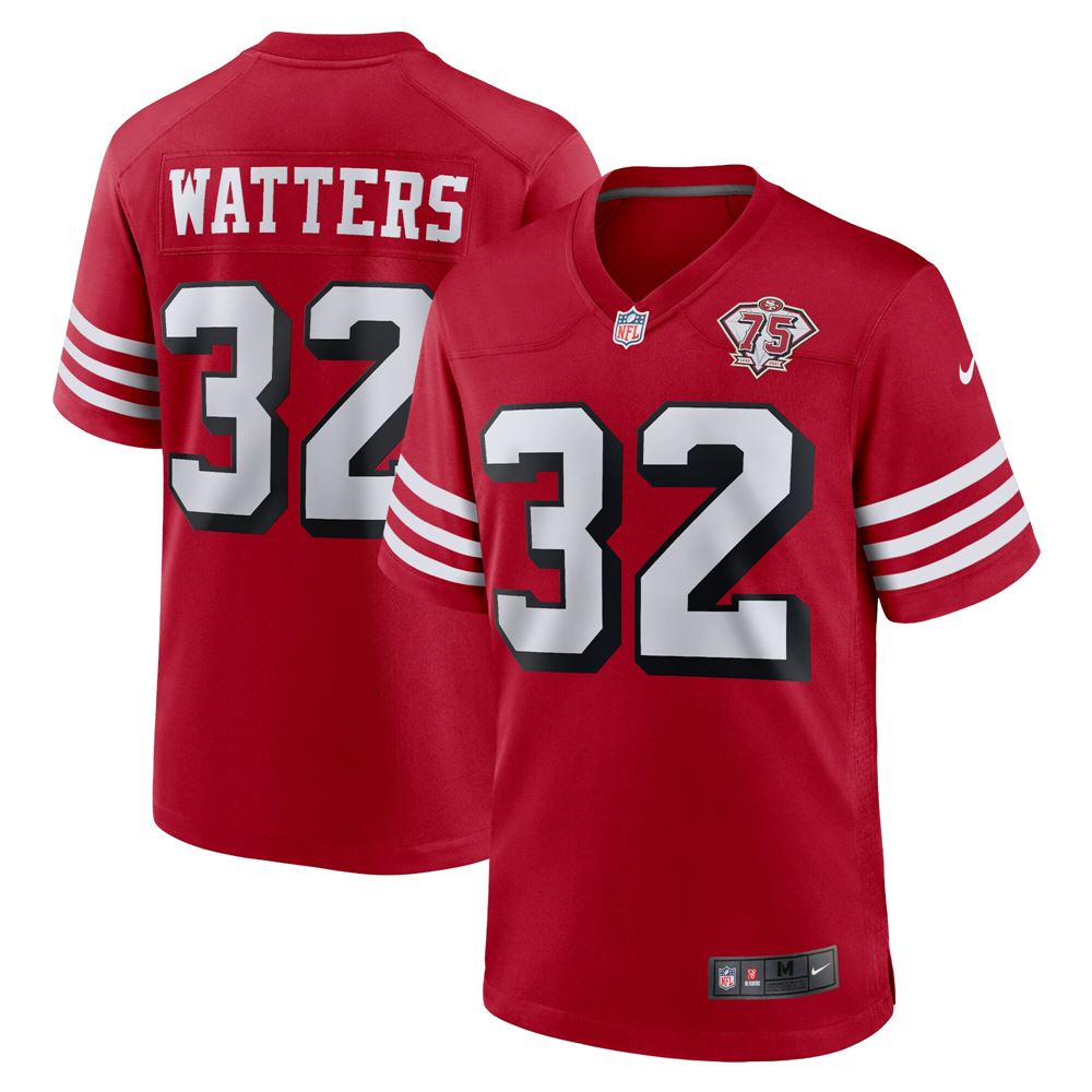 Men's Ricky Watters San Francisco 49ers 75th Anniversary Alternate Retired Player Game Jersey Scarlet