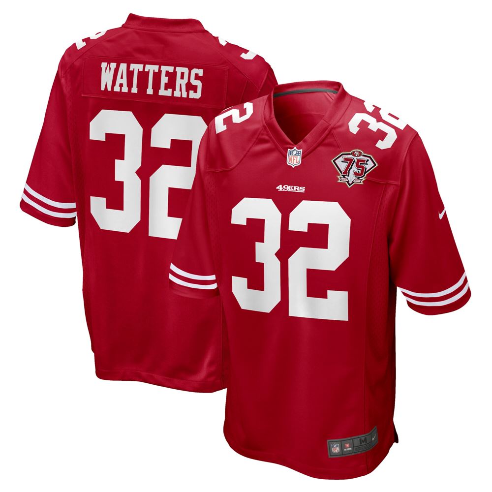 Men's Ricky Watters San Francisco 49ers 75th Anniversary Game Retired Player Jersey Scarlet