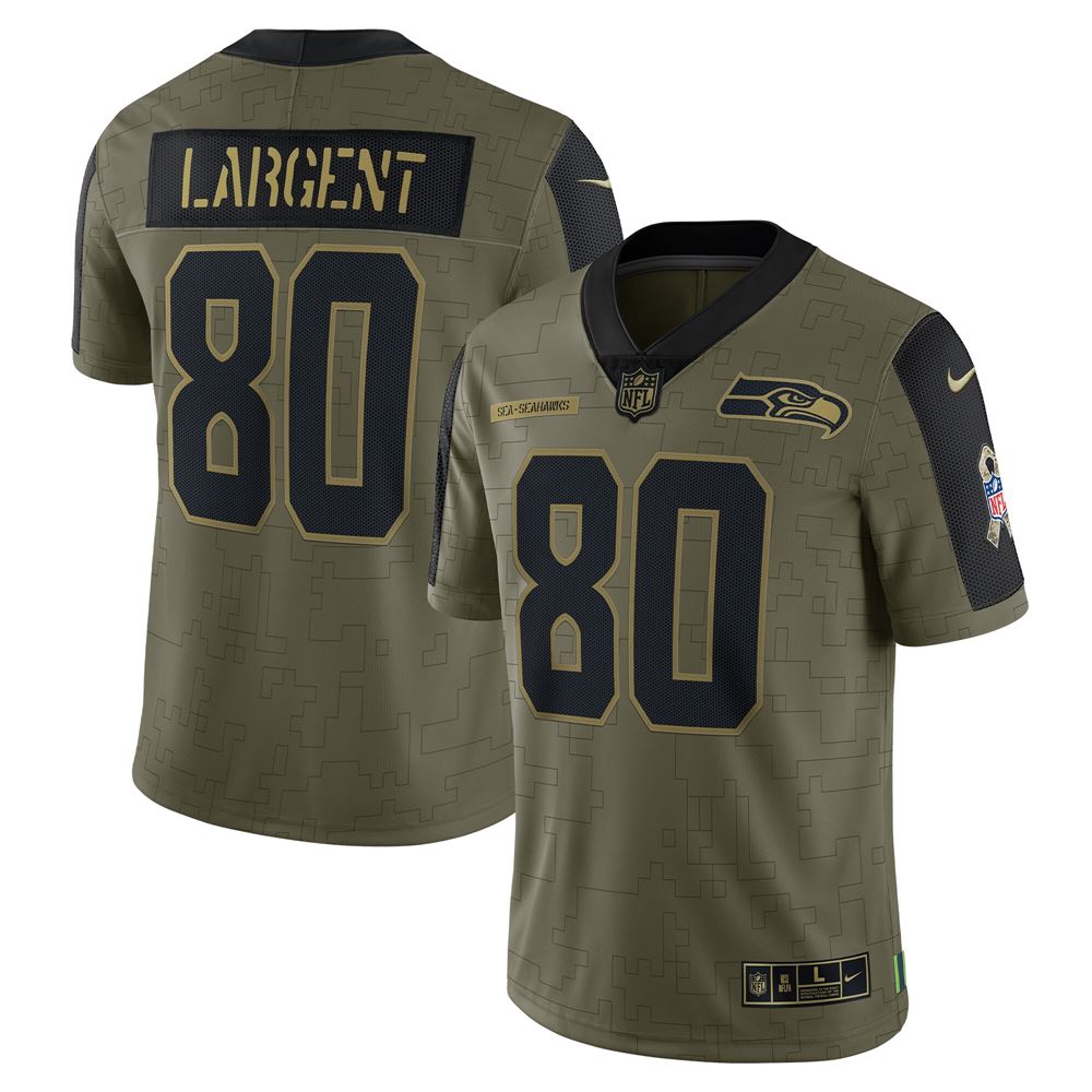 Men's Steve Largent Seattle Seahawks 2021 Salute To Service Retired Player Limited Jersey Olive