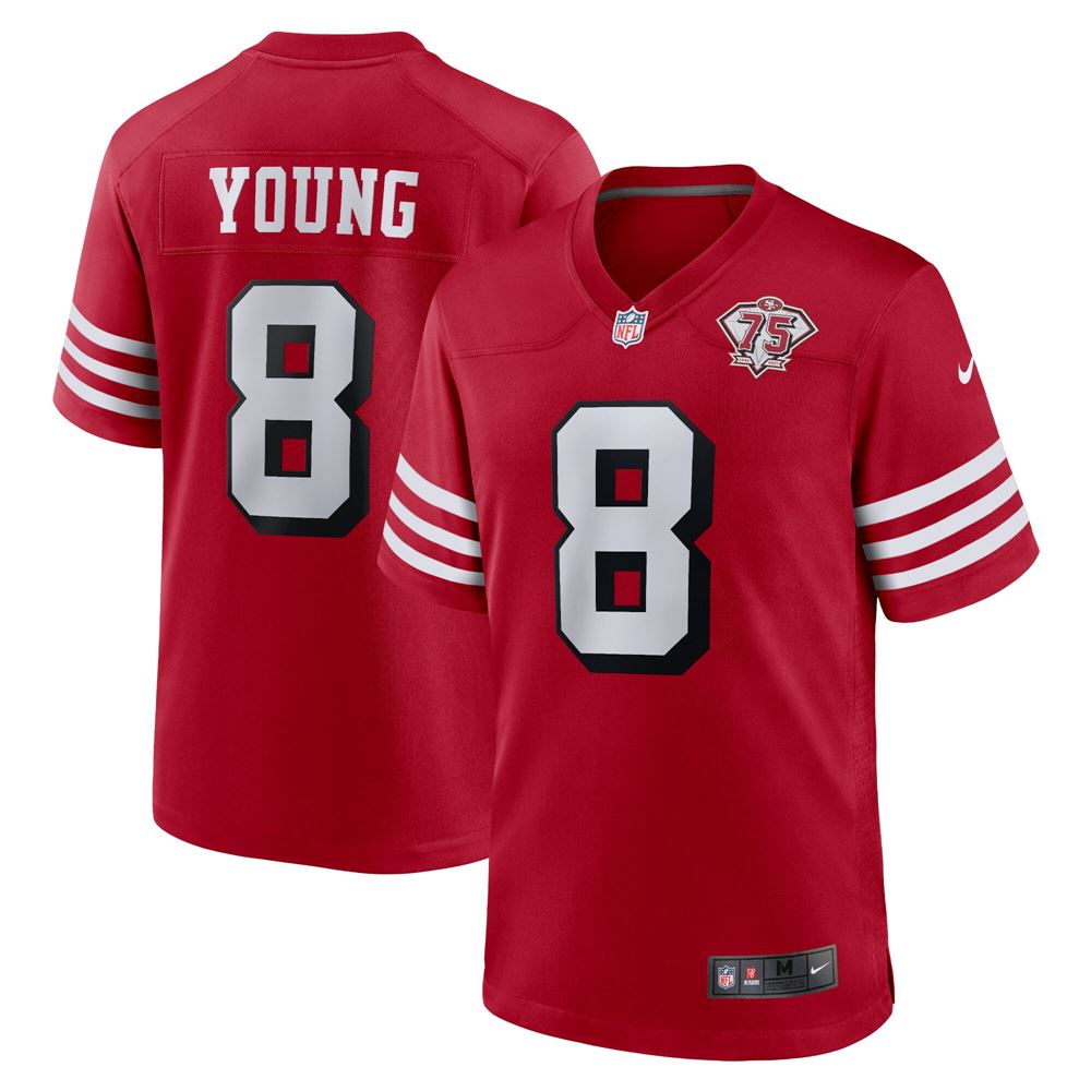 Men's Steve Young San Francisco 49ers 75th Anniversary Alternate Retired Player Game Jersey Scarlet