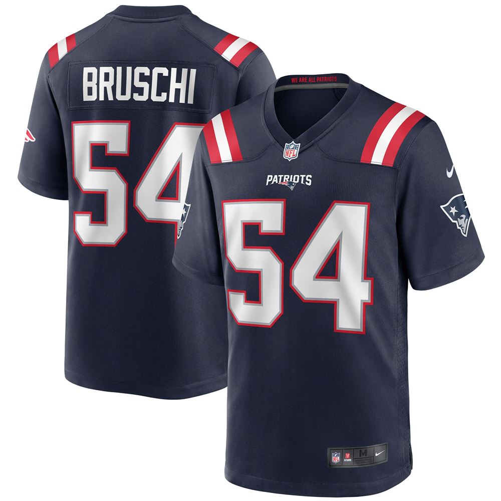 Men's Tedy Bruschi New England Patriots Game Retired Player Jersey Navy