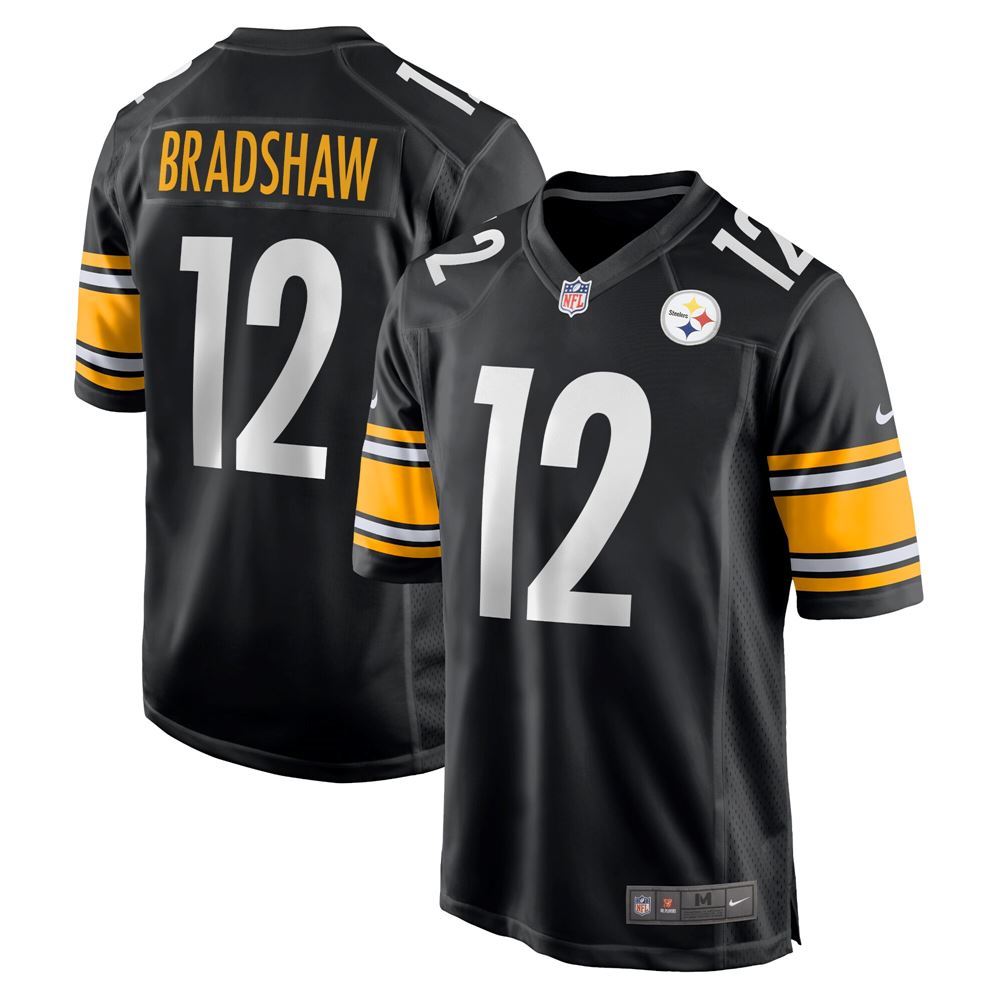 Men's Terry Bradshaw Pittsburgh Steelers Retired Player Game Jersey Black