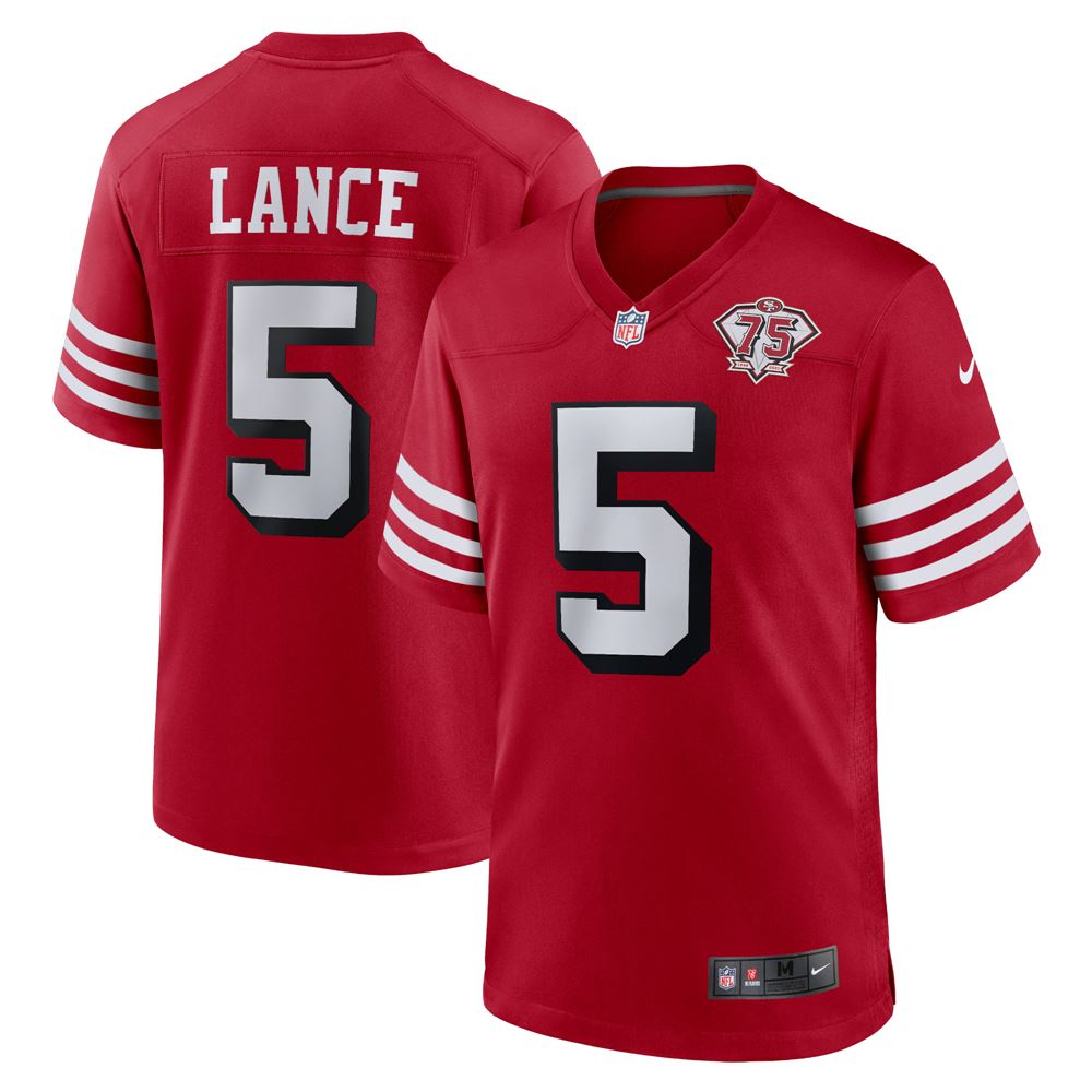 Men's Trey Lance San Francisco 49ers 75th Anniversary Alternate Player Game Jersey Scarlet