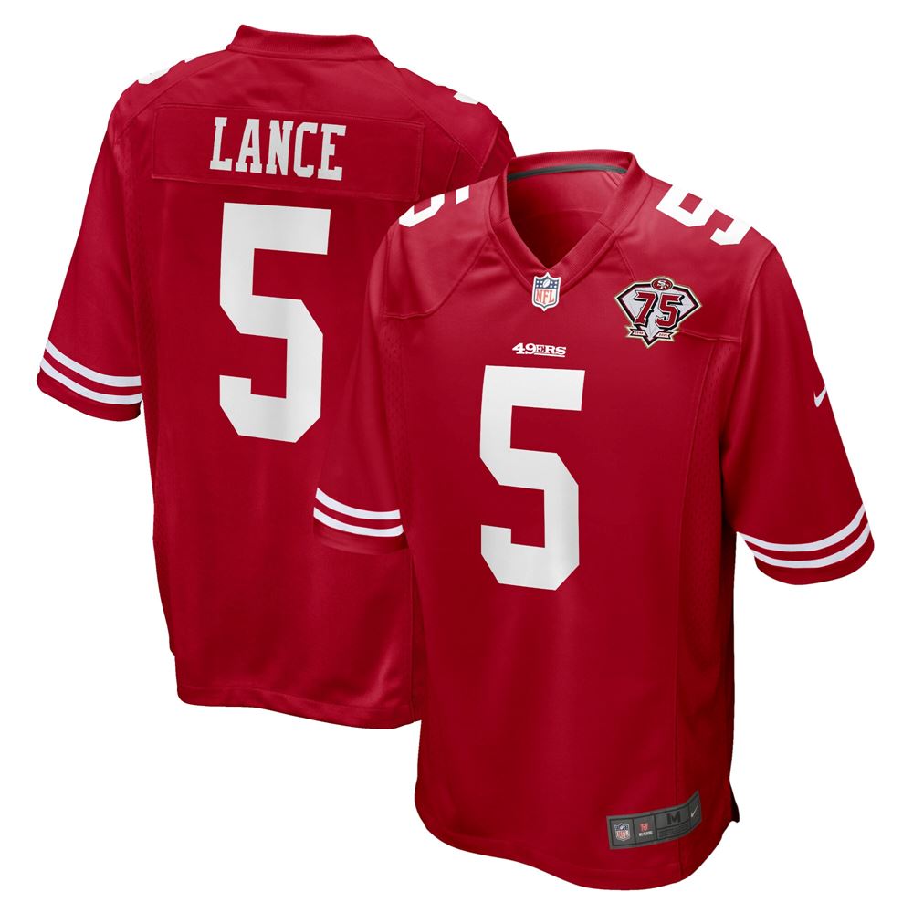 Men's Trey Lance San Francisco 49ers 75th Anniversary Player Game Jersey Scarlet