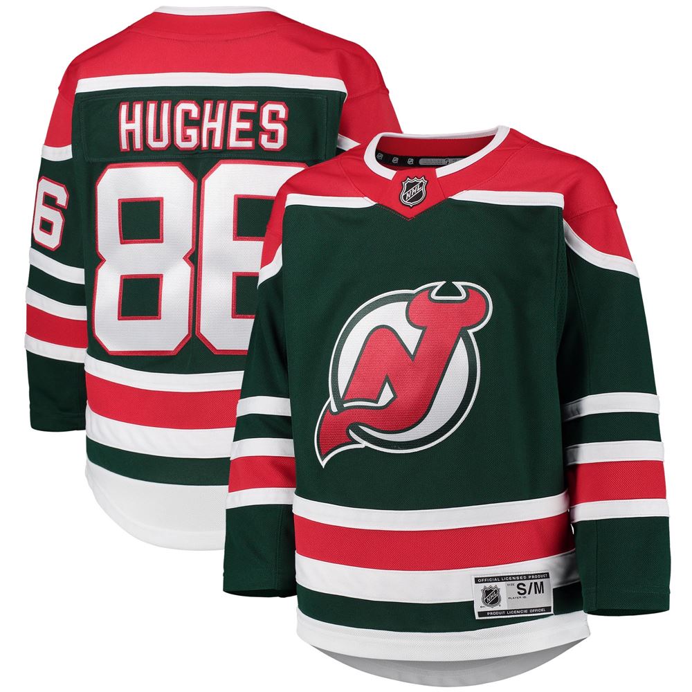 Men's Jack Hughes New Jersey Devils Youth 202021 Special Edition Premier Jersey Green