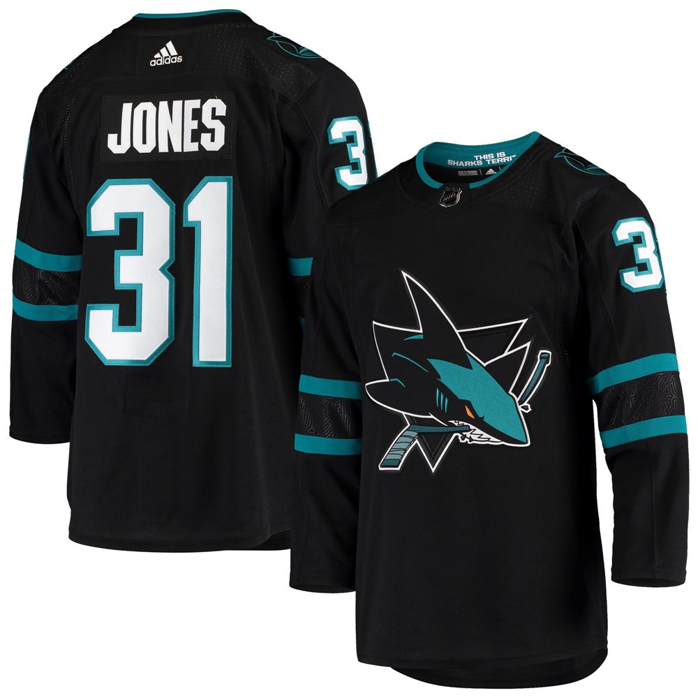 Men's Martin Jones San Jose Sharks Alternate Jersey Black