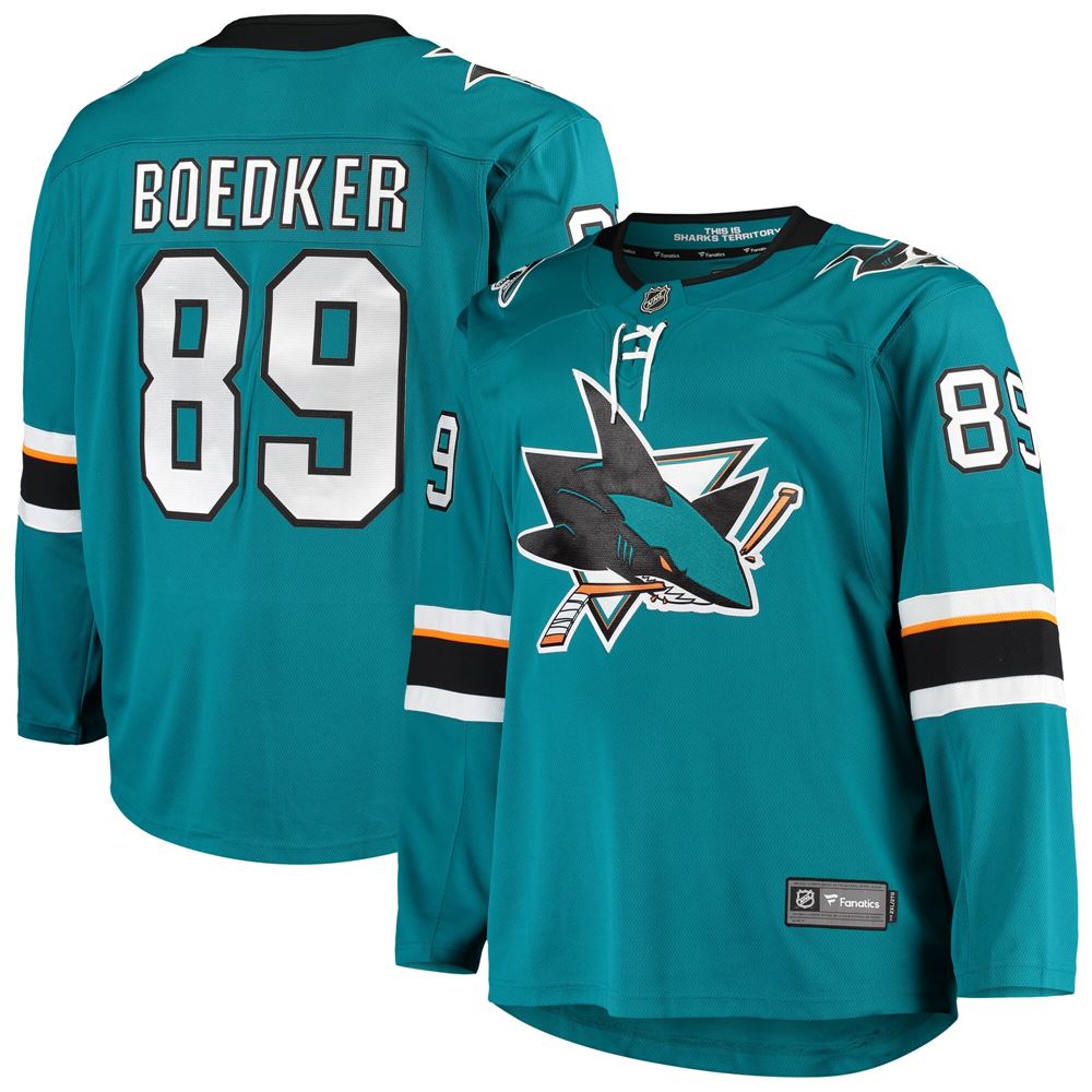 Men's Mikkel Boedker San Jose Sharks Breakaway Home Player Jersey Teal ...