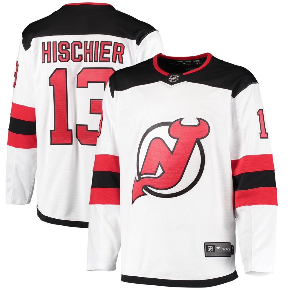 Men's Nico Hischier New Jersey Devils 201819 Away Breakaway Player Jersey White