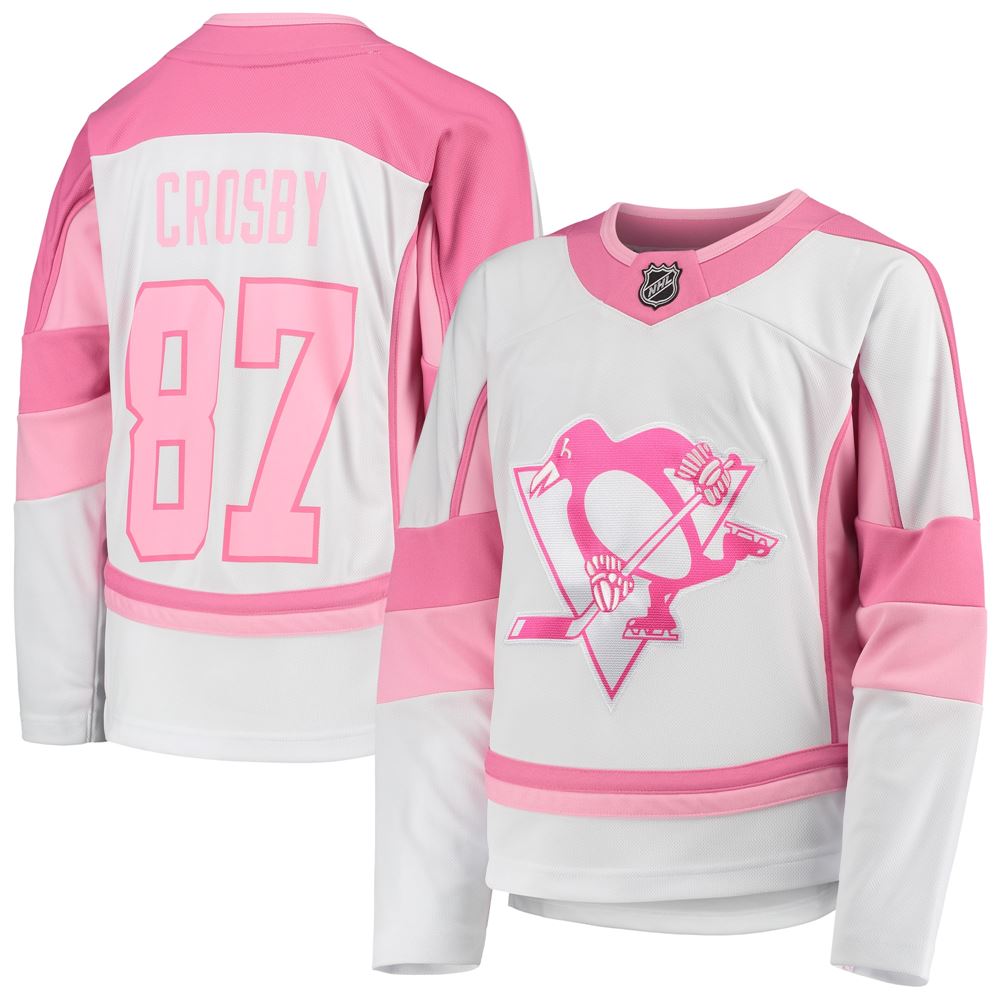 Men's Sidney Crosby Pittsburgh Penguins Girls Youth Fashion Player Jersey White