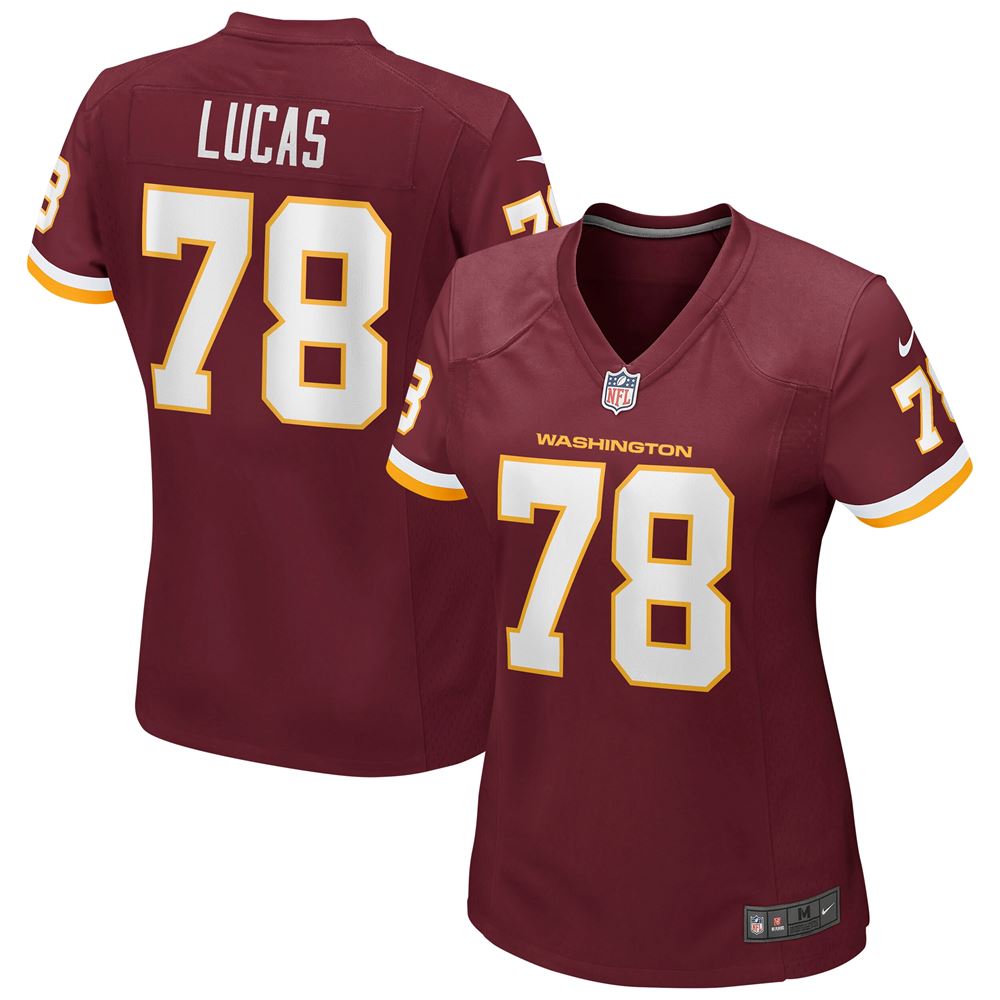 Women's Cornelius Lucas Washington Football Team Womens Game Player Jersey -burgundy