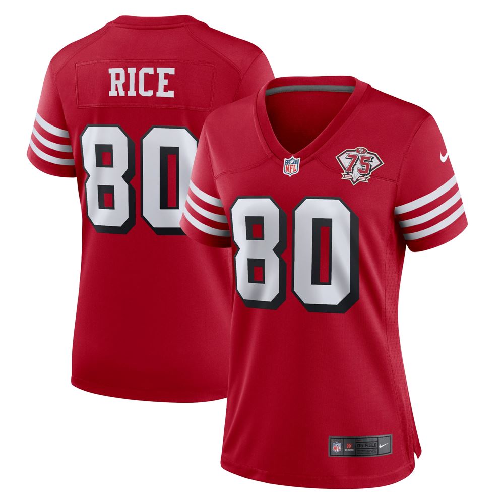 Women's Jerry Rice San Francisco 49ers Womens 75th Anniversary Alternate Retired Player Game Jersey Scarlet