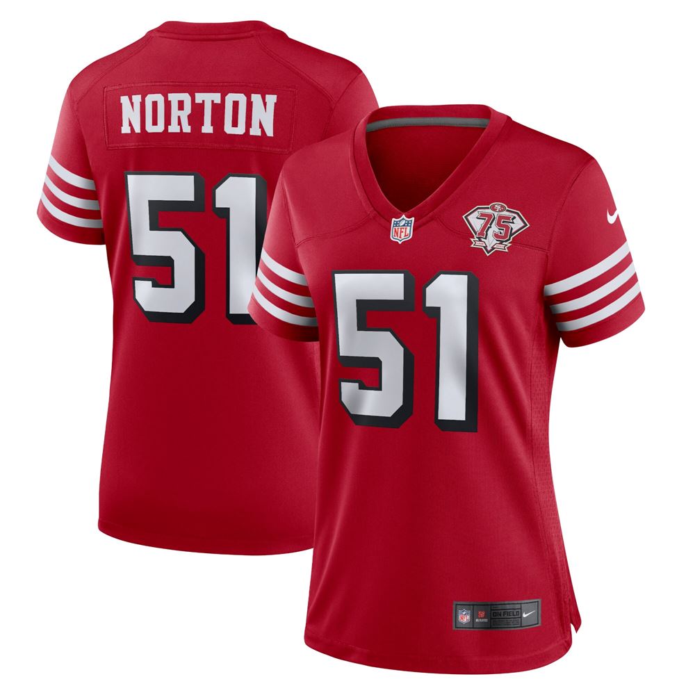 Women's Ken Norton San Francisco 49ers Womens 75th Anniversary Alternate Game Retired Player Jersey Scarlet
