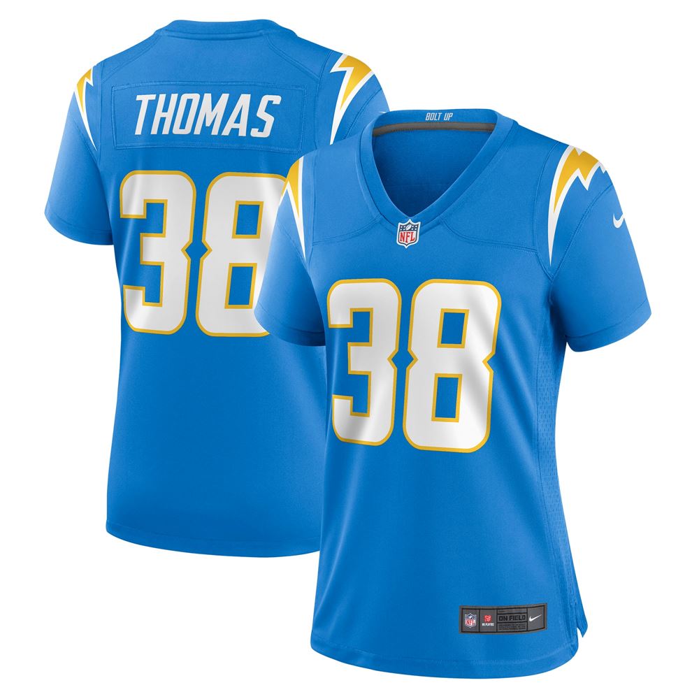 Women's Kiondre Thomas Los Angeles Chargers Womens Game Jersey Powder Blue