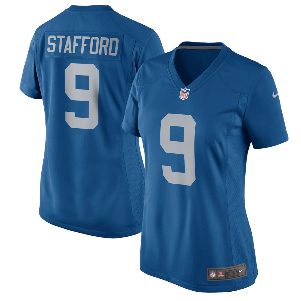 Women's Matthew Stafford Detroit Lions Womens 2017 Throwback Game Jersey Blue