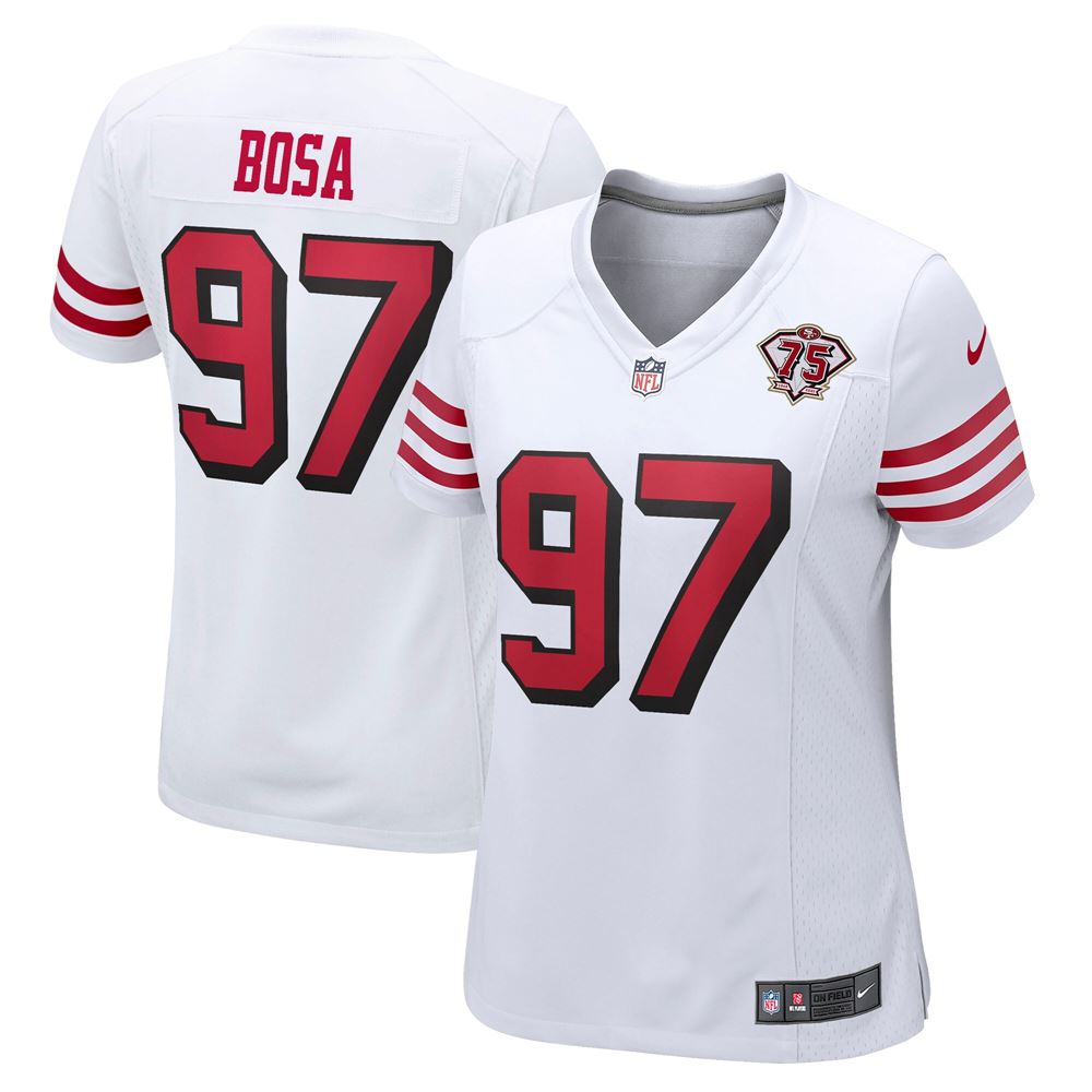 Women's Nick Bosa San Francisco 49ers Womens 75th Anniversary 2nd Alternate Game Jersey White