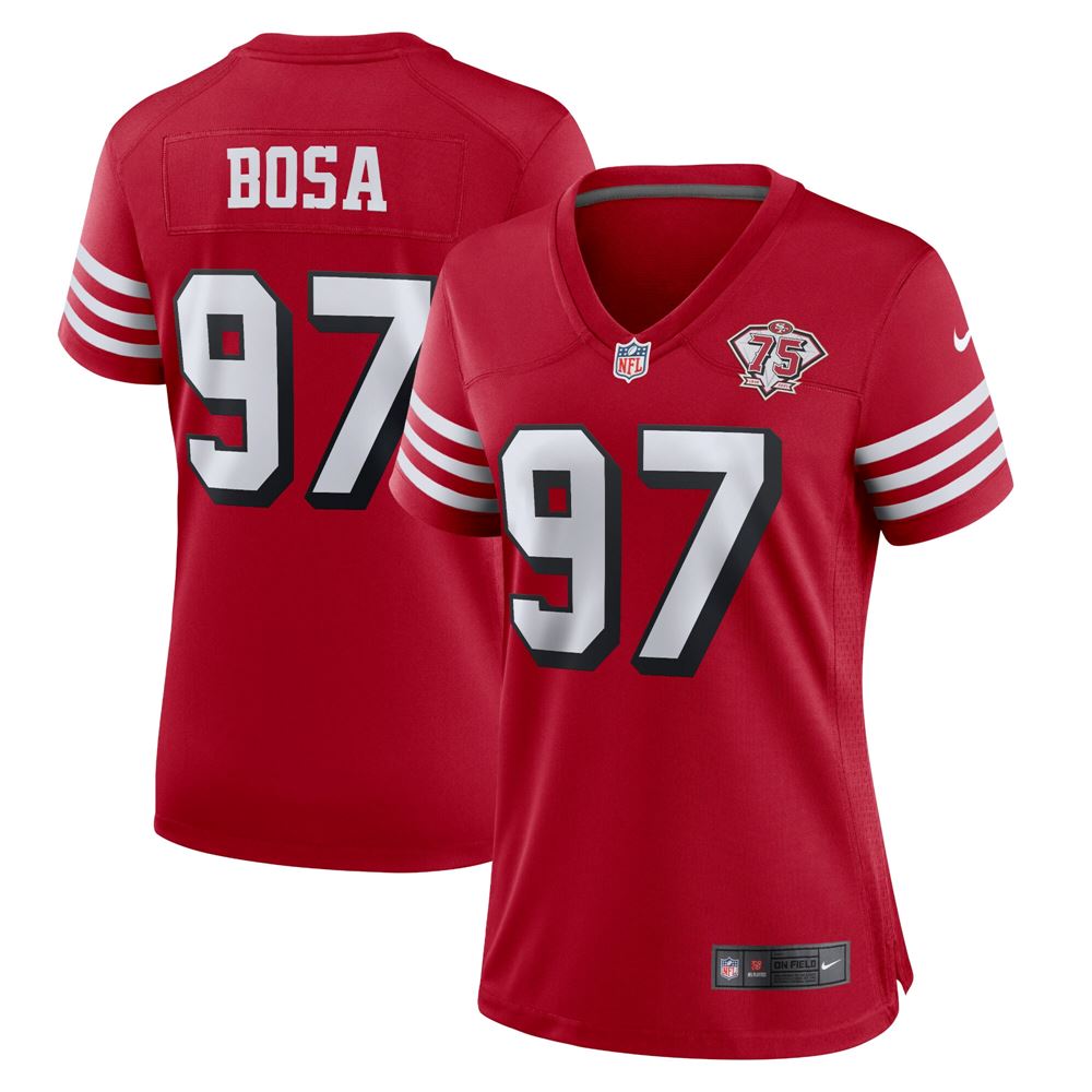 Women's Nick Bosa San Francisco 49ers Womens 75th Anniversary Alternate Game Jersey Scarlet