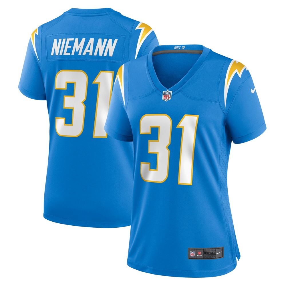 Women's Nick Niemann Los Angeles Chargers Womens Game Player Jersey Powder Blue