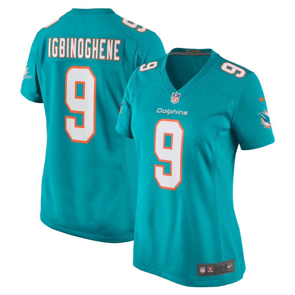 Women's Noah Igbinoghene Miami Dolphins Womens Game Player Jersey Aqua