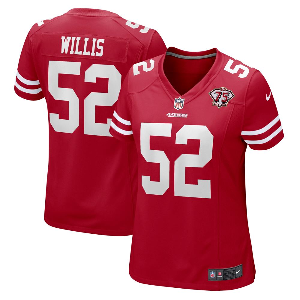 Women's Patrick Willis San Francisco 49ers Womens 75th Anniversary Game Retired Player Jersey Scarlet