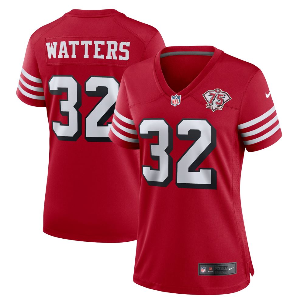 Women's Ricky Watters San Francisco 49ers Womens 75th Anniversary Alternate Retired Player Game Jersey Scarlet