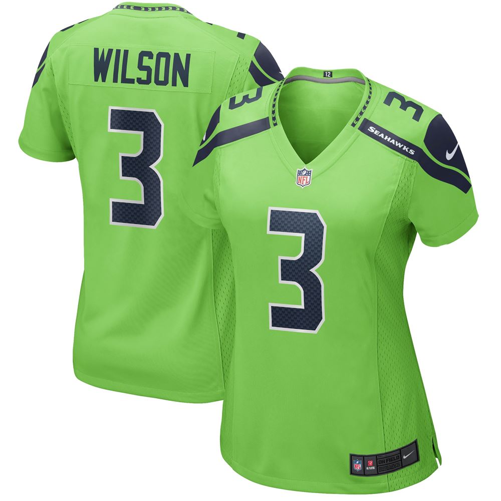 Women's Russell Wilson Seattle Seahawks Womens Alternate Game Jersey Neon Green