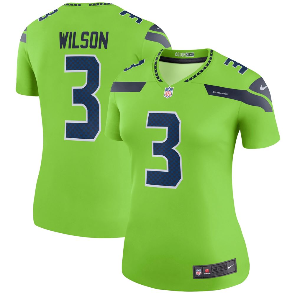 Women's Russell Wilson Seattle Seahawks Womens Color Rush Legend Jersey Neon Green