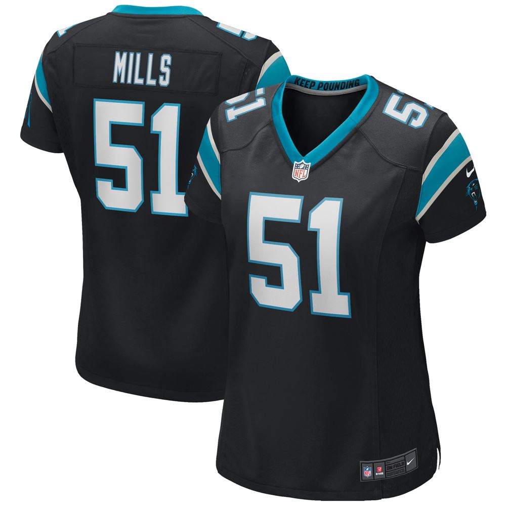 Women's Sam Mills Carolina Panthers Womens Game Retired Player Jersey Black