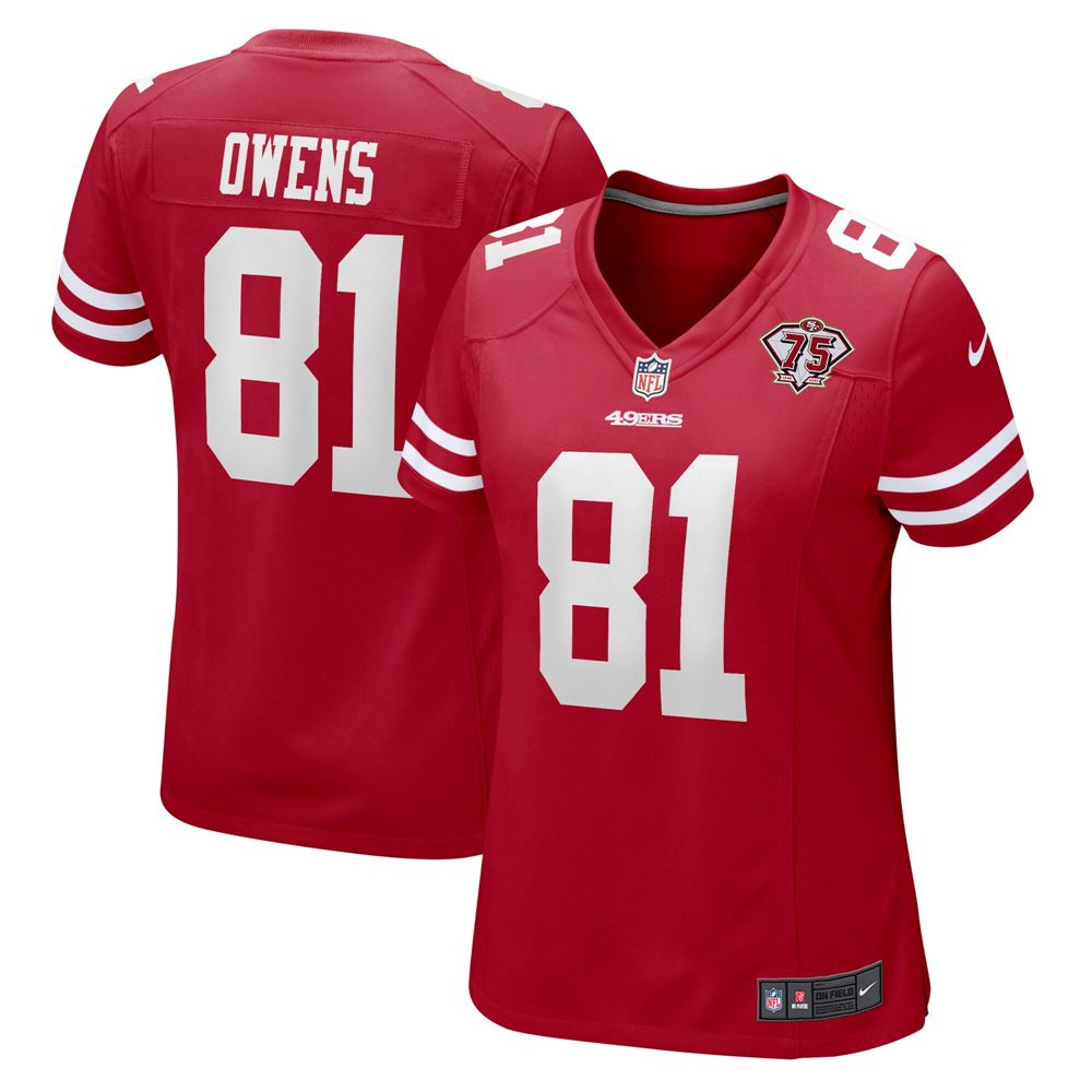 Women's Terrell Owens San Francisco 49ers Womens 75th Anniversary Retired Player Game Jersey Scarlet