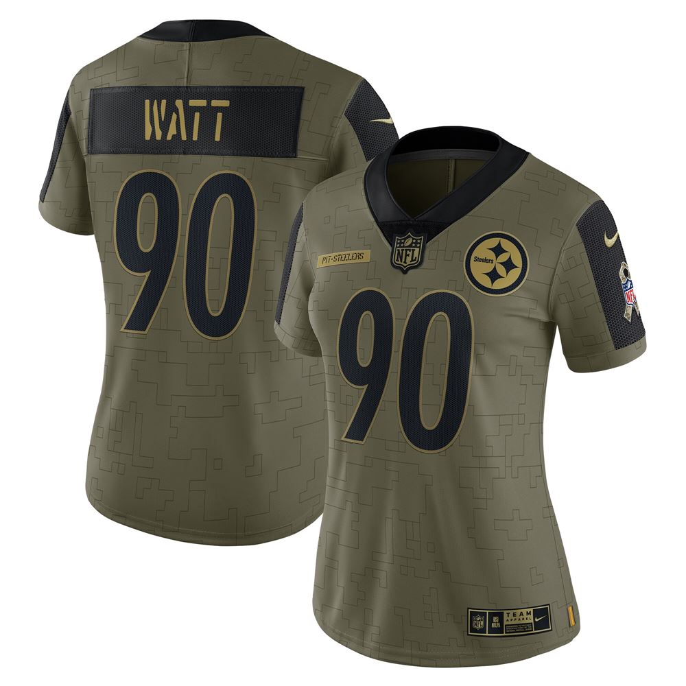 Women's Tj Watt Pittsburgh Steelers Womens 2021 Salute To Service Limited Player Jersey Olive