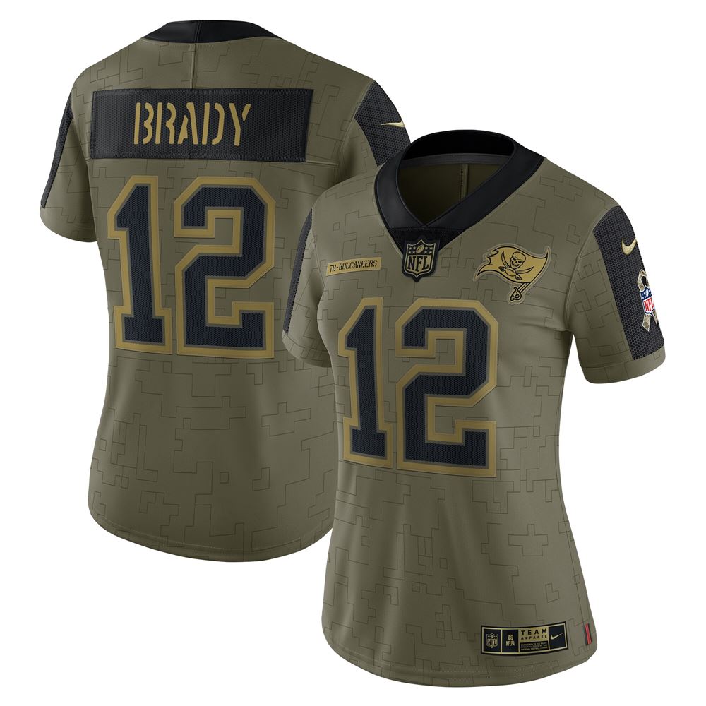 Women's Tom Brady Tampa Bay Buccaneers Womens 2021 Salute To Service Limited Player Jersey Olive