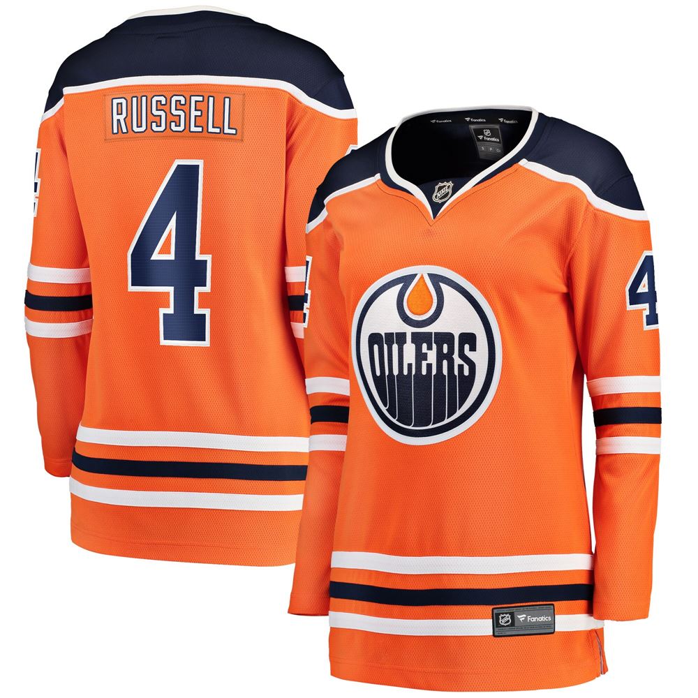 Women's Kris Russell Edmonton Oilers Womens Home Breakaway Player Jersey Orange