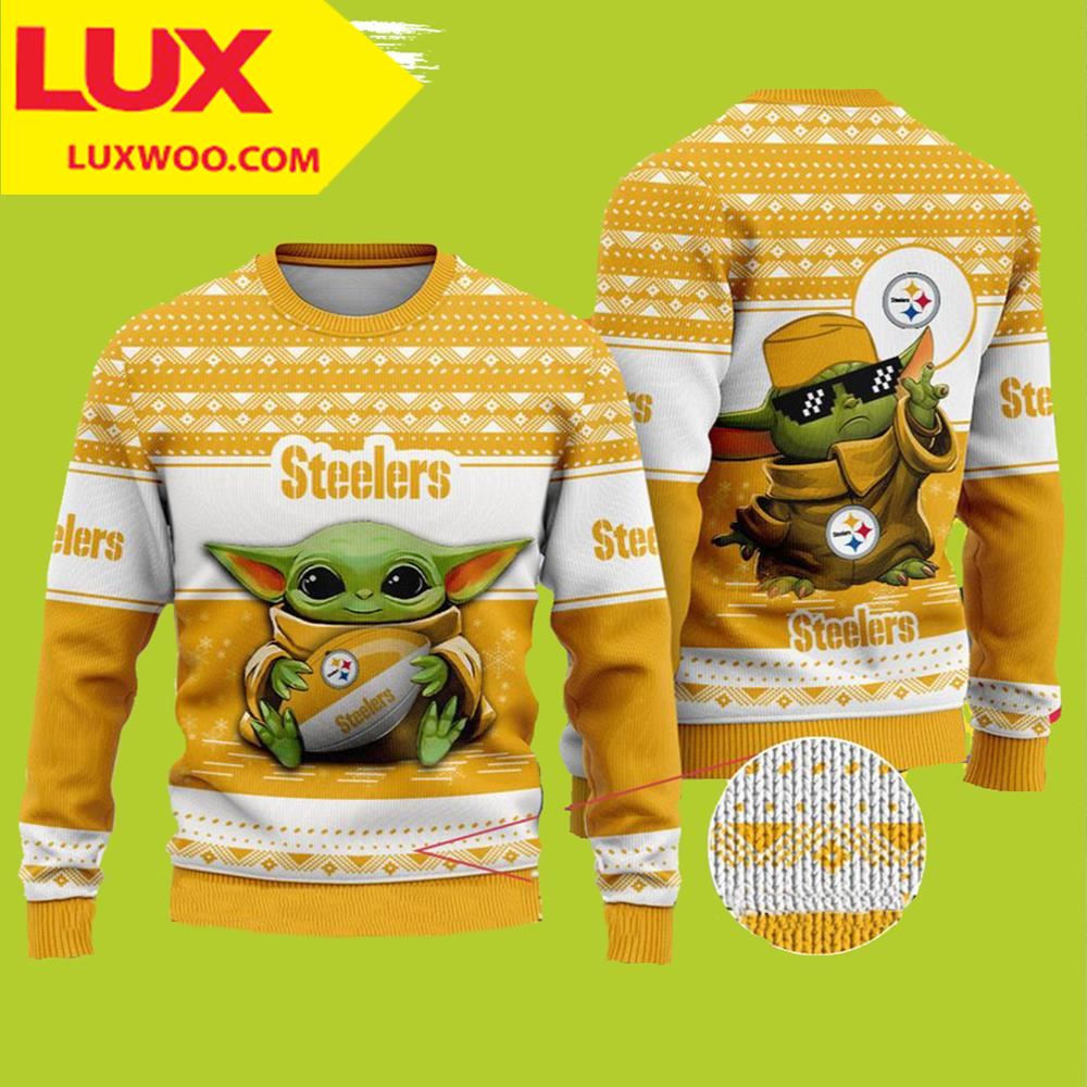 Baby Yoda Nfl Pittsburgh Steelers Ugly Christmas Sweater