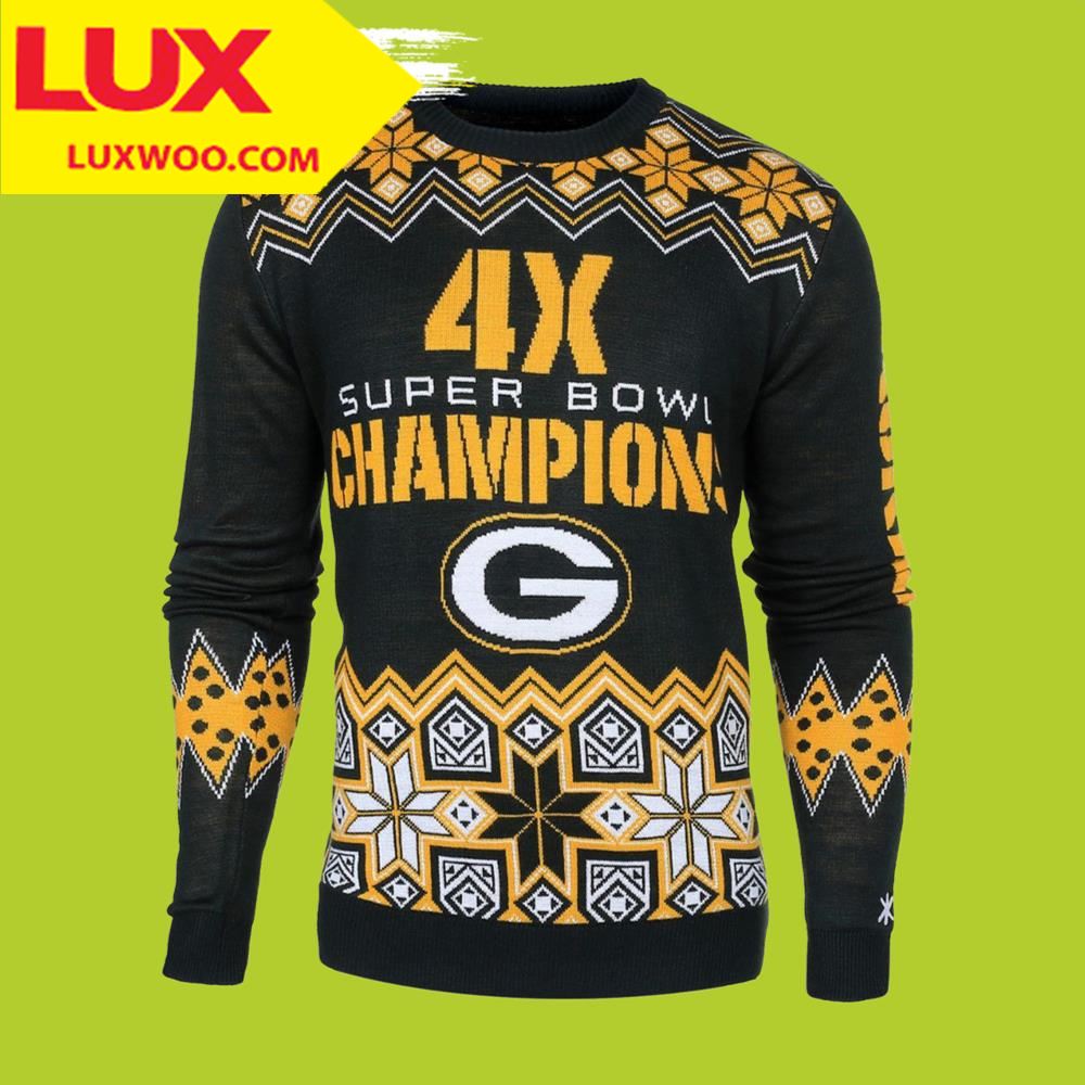 Best Green Bay Packers Ugly Christmas Sweater Nfl Super Bowl Commemorative Crew Neck Sweater