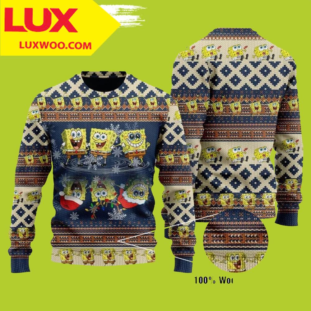 Blue Spongebob Squarepants Ugly Christmas Sweater